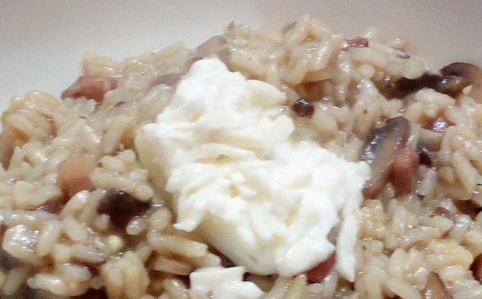 risotto con funghi e pancetta